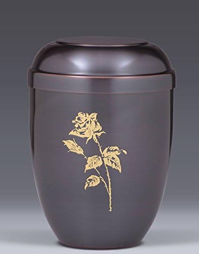 Dark Tinted with Big Gold Rose Funeral Cremation Ashes Urn for Adult (726)