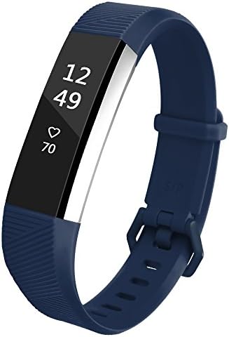 Deruitu Fitbit Alta HR Adjustable Accessory Bands,Replacement Soft Wristband for Fitbit Alta HR with Metal Clasp (Dark Blue, Small)