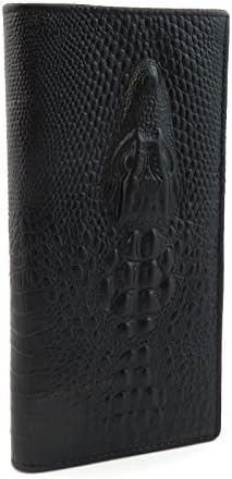 iXium Genuine Leather Long Wallet Dragon Embossed Design ID Credit Card Holder Purse - Black