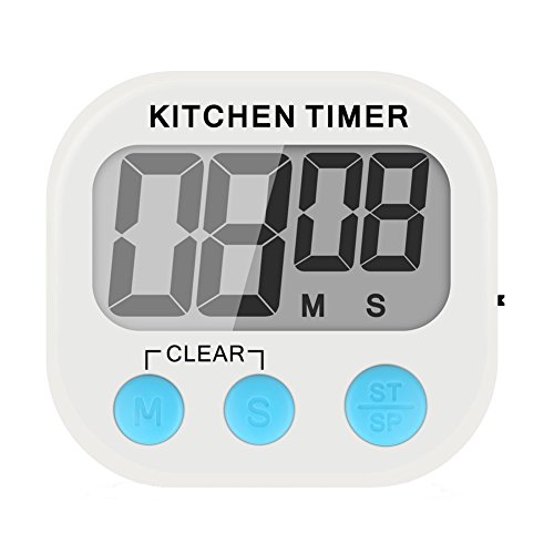 STLSTT Digital Kitchen Cooking Timer - Large LCD Display, Big Digits, Loud Alarm, Magnetic Backing, Stand - Minute Second Count Up , Countdown for Cooking, Baking, Sports, Beauty, Resting, Meeting, testing and More - 1 of Pack - Update Version