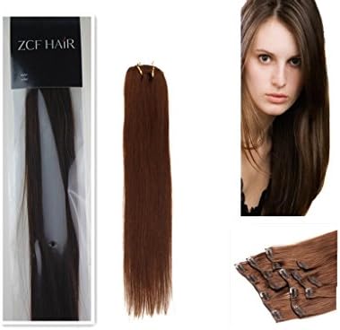 Charming 15'' 18'' 20'' 22'' 100% Real Human Hair 7Pcs Clip In Human Hair Extensions Straight Hair 24 Colors Beauty Design Salon (18inch 70g, 04 medium brown)