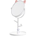 Leeonz 360° Swivel Makeup Mirror, Bathroom Mirror, Shaving Mirror For Men (White, 1Pcs) Round, Dresser Mount, Framed - Glass