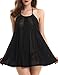 Produktbild KuorleDessous Damen Sexy Negligee Babydoll Reizwäsche Damen Nachtwäsche Set mit G-string- Gr. L, Schwarz