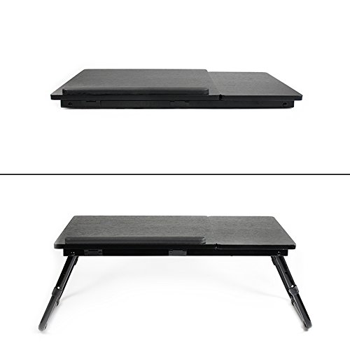 COM-FOUR Laptop Bett-Tablett aus schwarzem Holz (60X35X24cm) - 9