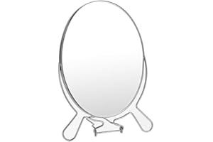 IBERA HOME Espejo Ovalado de Maquillaje con Aumento x3 - Acero Inoxidable, Doble Cara, Rotación 360°, 18 cm - Espejo de Vanidad Baño y Tocador