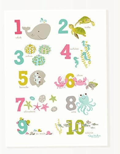 Sea Urchin Studio Numbers Art Poster, Sea and Shore/Pink, 12" x 16"