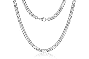 Daisy Philip 4mm CURB Mens Necklace Silver Chain Cuban - Stainless Steel Jewellery - Neck Link Chains for Men Man Women Boys Kids - 18" 20" 22" 24" 26"