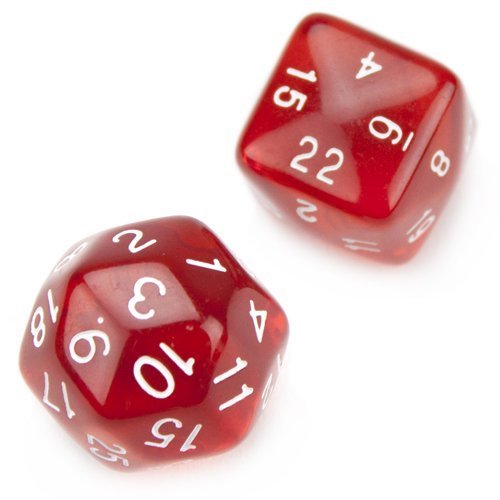 Brybelly Holdings GDIC-1601.1602 Set of 24 and 30 Sided Translucent Red Polyhedral Dice by Brybelly Holdings
