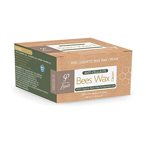 Anti Cellulite Cream With Organic Beeswax, Extra Virgin Olive Oil And Essential Oils - By Fysio Natural Cosmetics - Made of All natural Ingredients - 200ml - Best Body Moisturiser that Prevents And Reduces The Appearance Of Cellulite. Can Be Used With Massager, Body Wraps, Pants and Derma / Skin Roller.