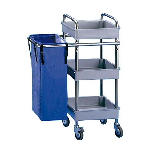 Jofel AL50350 Carrello Di Servizio in Metallo, 3 Cassetti Piccoli E 1 Sacca Da 75 L, In Acciaio Inox AISI 304