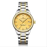 PLKNVT Gold Hohl Mechanische Uhr Edelstahlarmband Männer Herr Uhr Ring Gold Top Marke Bild Zeigen
