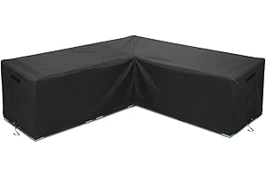 WISCLASS Patio Furniture Cover, V-Shape Garden Furniture Covers Waterproof, 420D Heavy Duty Oxford Fabric Outdoor Rattan Corner Sofa Cover with Waterproof Tape (270x270x90cm)