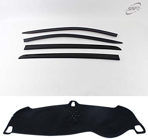 Aoneparts Black Dash Mats Cover 1pcs & Smoke Wind Deflectors 4pcs K-901-166