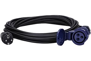 Voxura CEE-Adapterleitung Schutzkontakt-Stecker CEE-Kupplung Schutzkappe Camping Caravan Wohnmobil Wohnwagen Boot Stromkabel Außenbereich 3-polig 230V 16A H07RN-F 3x1,5 IP44 10m
