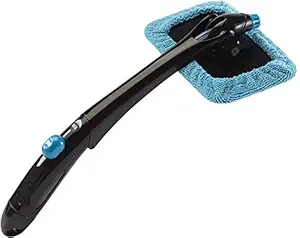 Flipco Windshield Cleaner with Microfiber Cloth, Handle and Pivoting Head- Glass Washer Cleaning Tool