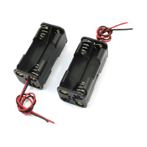2pcs Black 2-Schichten 4 x 1,5V AAA-Batterie-Halter-Kasten-Kasten mit Drahtanschlüsse - 3