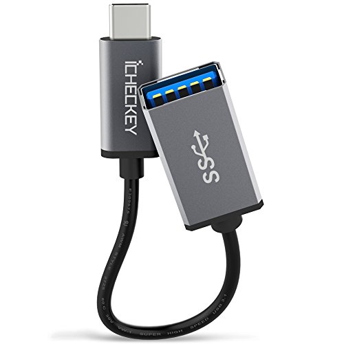 ICHECKEY USB C Adapter auf USB A Female 3.1 Type C Converter mit Kabel 15cm für MacBook/MacBook Pro/ChromeBook Pixel/Google Pixel C/Nokia N1 (Schwarz) - 5
