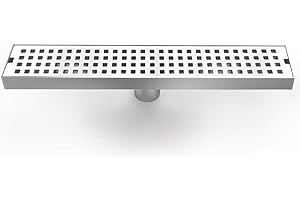 WOLFBIRD 40CM Desagüe de Ducha de Acero Inoxidable，Canaleta de Ducha de Sifón con Dispositivo Desodorante y Filtro de Pelo, Canal de Drenaje de