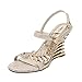 Produktbild SHE.White Damen Strass Keilabsatz Schuhe Hohl Stilettoabsatz Knöchel Schnalle Elegant High Heels Sommer Wedge Schuhe Sommerschuhe 35-40