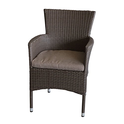 Polyrattan Sessel stapelbar Rattansessel braun-meliert inklusive Sitzkissen Gartensessel Stapelstuhl Gartenstuhl Rattanstuhl Rattansessel Terrassenmöbel Balkonmöbel Gartenmöbel