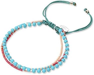 Hijiki Turquoise &amp; Coral Friendship Bracelet