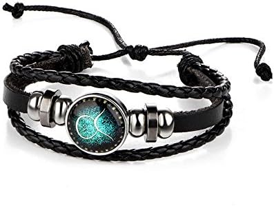 Man Bracelet Multi Row Taurus Black Leather and Stainless Steel MEN OP531 K Taureau - Blue Pearls