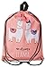 Produktbild Aminata Kids - Kinder-Turnbeutel für Mädchen und Damen mit Kaktus Deko Alpaka Einhorn Tier-e Unicorn Lama Sport-Tasche-n Gym-Bag Sport-Beutel-Tasche Weiss apricot Sprüche...