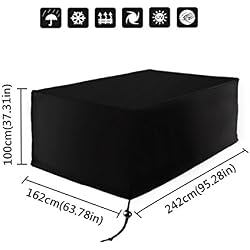 Xiliy Meubles Table Couverture Polyester Housse de Protection pour Rectangulaire Meuble de Jardin Bâche Housse Rectangulaire 242 x 162 x 100 cm