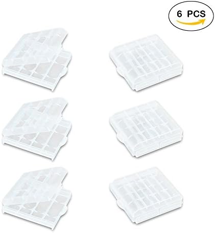 Jazzka Battery Storage Case AA AAA 6 Pieces Hard Plastic Box Protection Holder Organizer Container Clear