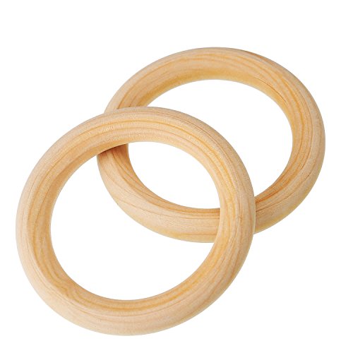 eBoot 20 Stück Holz Ringe Hölzern Ringe für Handwerk, Ring Anhänger und Anschlussstück Schmuck Machen (70 mm) - 5
