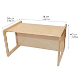 3 in 1 Multifunktionale Kindermöbel im Fünfer Set Bestehend Aus einem Multifunktionalen Kindertisch oder Kindersitzbank und vier Multifunktionale Kinderstühle oder ein Multifunktionales Nest von fünf Couch- Beistelltischen für Erwachsene, aus Massivem Buchenholz Natur Lackiert - 3