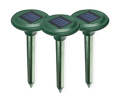 ISOTRONIC Répulsif Taupe Solaire Électronique à Ultrasons Chasse Taupe Solaire Intelligent Combine Sons et Vibrations Lot de 3