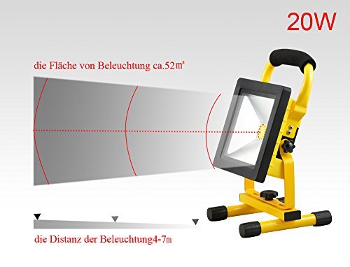 VINGO® 20w 2x LED Baustrahler Strahler Außen Scheinwerfer Kaltweiß + Doppelt Teleskop Stativ IP65 - 4