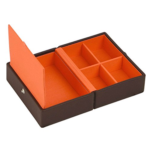Stackers jewelry box accessory |caja plegable viajan joyas, marrón y naranja forro de algodón