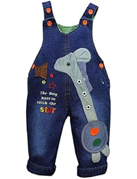 OMSLIFE Jungen Mädchen Jeanshose Latzhosen Blau Tasche Jeans Hosen Baby Kinder Overall Denim (B037)