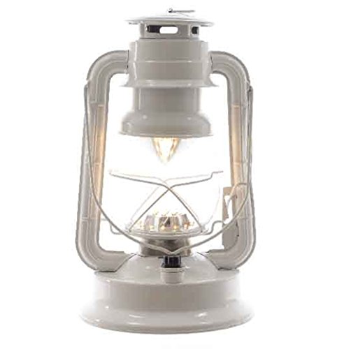 LED Sturmlaterne weiß mit Dimmer Camping Outdoor warmweiß Batteriebetrieb zwei größen 21 - 27cm (21 cm)