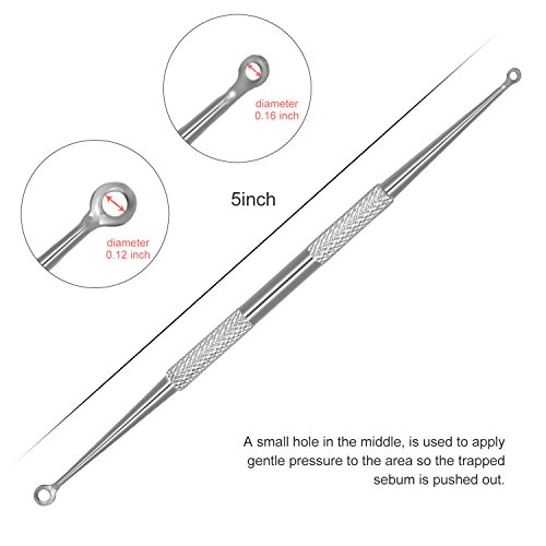 7 Stücke Mitesserentferner DigHealth, Komedonenquetscher Edelstahl Doppelseitig, Weiße Mitesser Löffel Extraktor, Pickel und Akne Ausdrücker, Komedonenheber für Nase Gesicht Haut Behandlung Hausmittel - 6