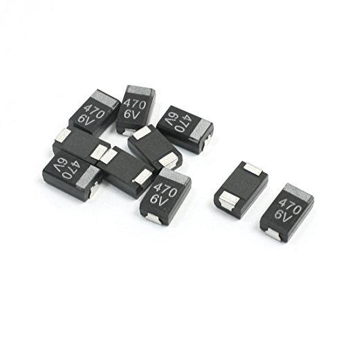 sourcingmap® 10stk D Typ Oberfläche Montage 470uF 6V schwarz SMD Splitter Tantal Kondensatoren