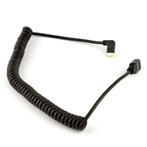 Links Abgewinkelt Mini HDMI Stecker auf HDMI Stecker Frühling Spiralkabel Kabel 1.5m - 3