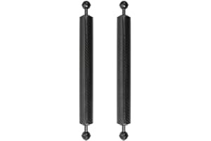 CS PRIORITY Braccio di estensione galleggiante in fibra di carbonio da 2,5 cm, doppia sfera per fotocamera subacquea, D40 mm, treppiede galleggiante subacqueo leggero (2 pezzi, 30,5 cm, nero)