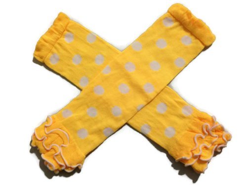 KWC - Yellow & White Polka Dots Ruffles Baby Leg Warmer/ Leggings (Baby/Babe/Infant - Little ones)