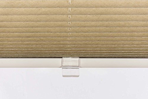 StoffKreativ PREMIUM Plissees mit Klemmfix Fixierung ohne Bohren – Rollo mit 150cm Gesamtlänge und variabler Breite in 4 verschiedenen Farben (85x150cm, Beige) - 2