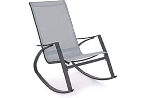 BRIGROS La voglia di fare Estosa - dondolo in alluminio con seduta in textilene colorata robusta e stabile adatta per arredo giardino, bordo piscine, terrazze, poltrona a dondolo (Grigio)