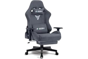 bigzzia Gaming Chair, Video Game Chair with Footrest, Abrasion-resistant velour Computer Chair, 3D Armrests PC Chairs for Adults Gray