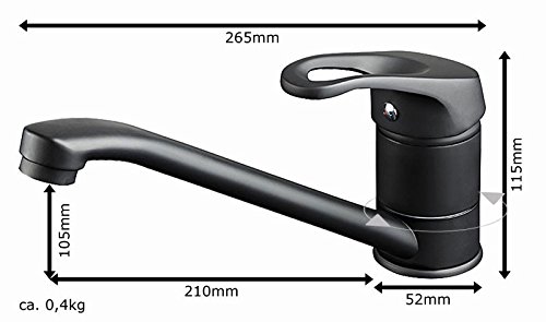 Moderne Küchen Spülbecken Einhebel Armatur Mischbatterie Schwarz Sanlingo - 4