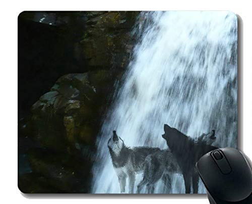 Preisvergleich Produktbild Spiel-Mäusematte, Tierwolfwasserfall Mousepad Rutschfester Gummiuntergrund