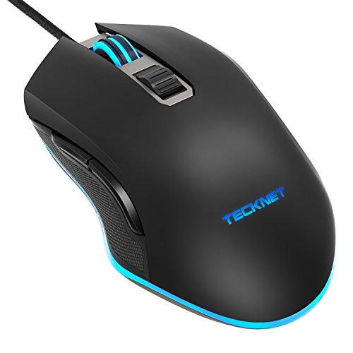 TECKNET Gaming - Rat  n   ptico con 6 Botones Programables  16 8 Millones de RGB Programable Lightning  4 DPI Ajustable para PC  Computadora y Computadora Port  til  Negro