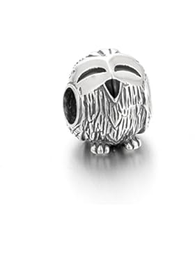 De'Lageo 925 Sterling Silber Baby Eule 1 Herz Charm.