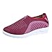 Produktbild ZIYOU Sneakers Damen Weichen Walk Loafers Schuhen Gestreifte Flache Laufschuhe Bequemen Mesh Atmungsaktiv Outdoorsandalen(Rot,38 EU)