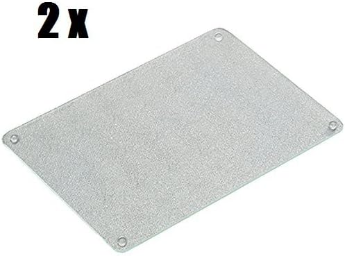 2x Tempered Glass Chopping Board with Non-Slip Feet - Kitchen Breakfast Tray - Chopping Board worktop saver - Cutting Plates (Small, Brushed design)
